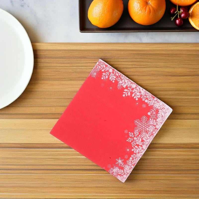 Christmas Snowflake Paper Dinner Napkins 5pcs 100pcs Red Holiday Disposable Napkins for Xmas Party Table Decoration Holiday Dinner Supplies - Image 5