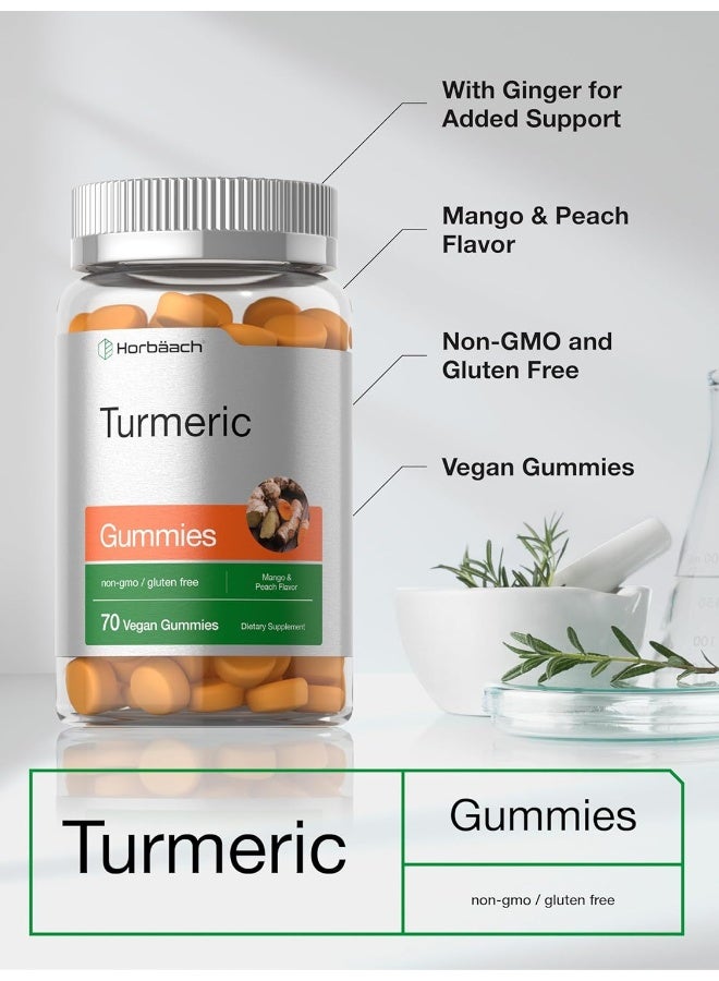 Horbäach Turmeric Curcumin Gummies with Ginger | 90 Count | Mango & Peach Flavor | Vegan Non-GMO & Gluten Free Supplement | by Horbaach - Image 4