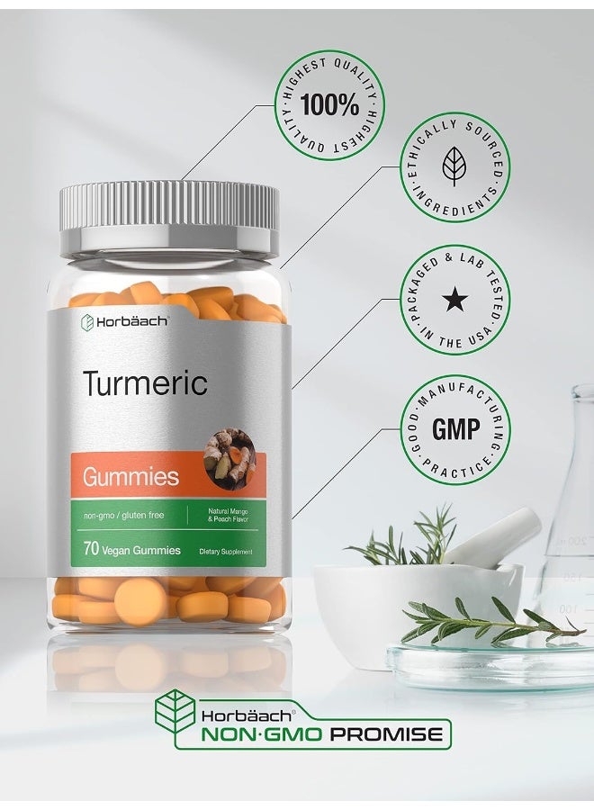 Horbäach Turmeric Curcumin Gummies with Ginger | 90 Count | Mango & Peach Flavor | Vegan Non-GMO & Gluten Free Supplement | by Horbaach - Image 5