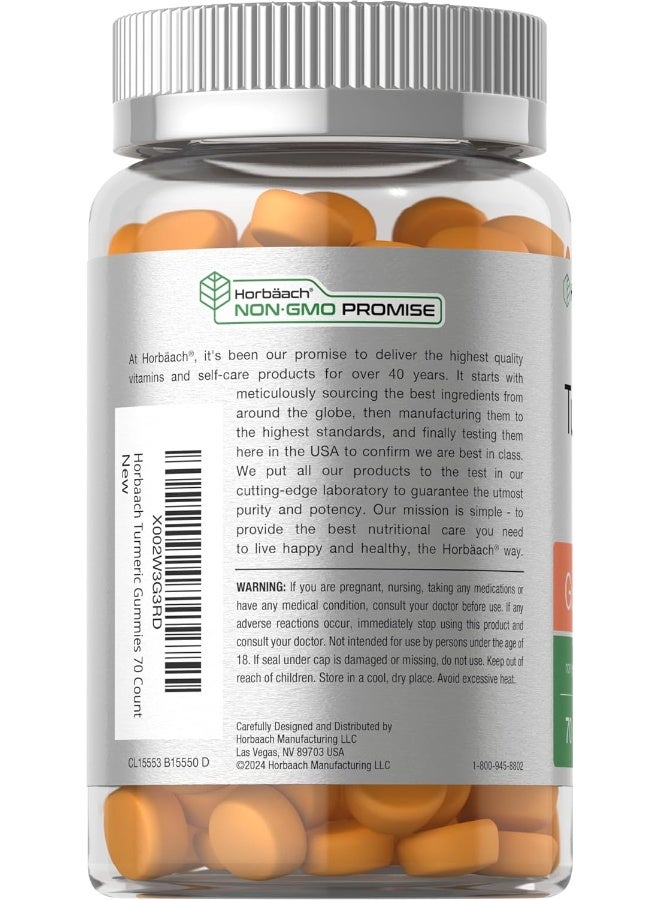 Horbäach Turmeric Curcumin Gummies with Ginger | 90 Count | Mango & Peach Flavor | Vegan Non-GMO & Gluten Free Supplement | by Horbaach - Image 3