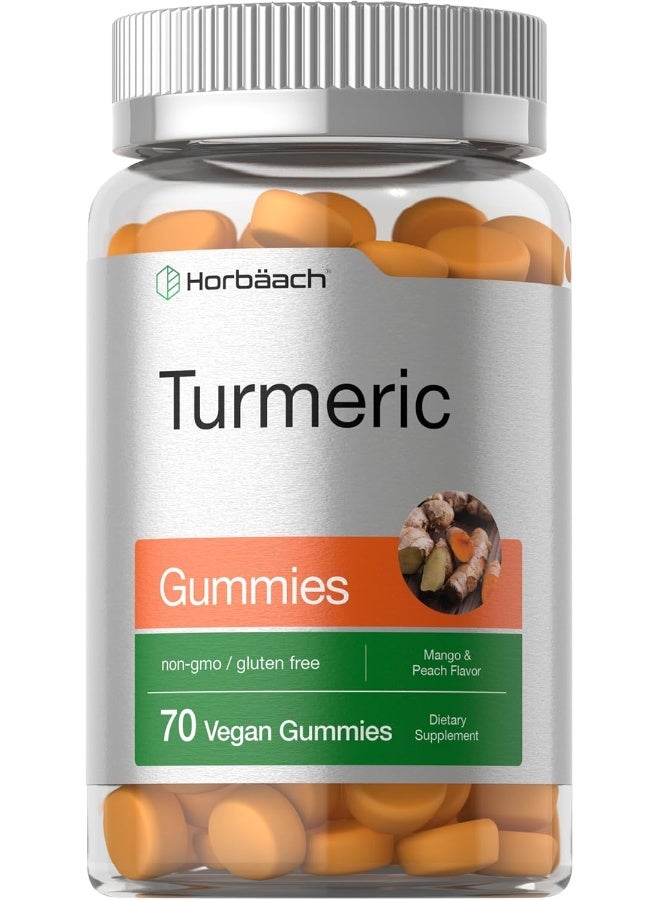 Horbäach Turmeric Curcumin Gummies with Ginger | 90 Count | Mango & Peach Flavor | Vegan Non-GMO & Gluten Free Supplement | by Horbaach - Image 1