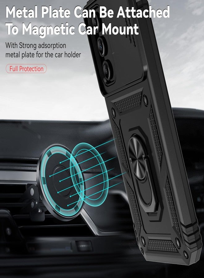 PUSHIMEI for Samsung Galaxy A15 5G Case with Slide Camera Cover HD Screen Protector [Military Grade 16ft. Drop Tested] Magnetic Ring Holder Kickstand Protective Phone Case for Galaxy A15 5G 2024, Black - Image 2