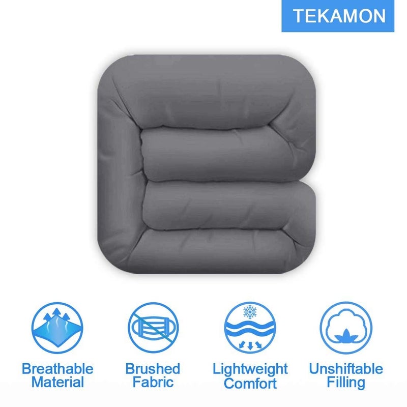 TEKAMON All Season Twin Comforter Winter Warm Summer Soft Quilted Down Alternative Duvet Insert Corner Tabs, Machine Washable Luxury Fluffy Reversible Collection for Hotel, Charcoal Grey 64 "x 88" - Image 2