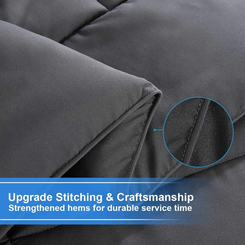 TEKAMON All Season Twin Comforter Winter Warm Summer Soft Quilted Down Alternative Duvet Insert Corner Tabs, Machine Washable Luxury Fluffy Reversible Collection for Hotel, Charcoal Grey 64 "x 88" - Image 4