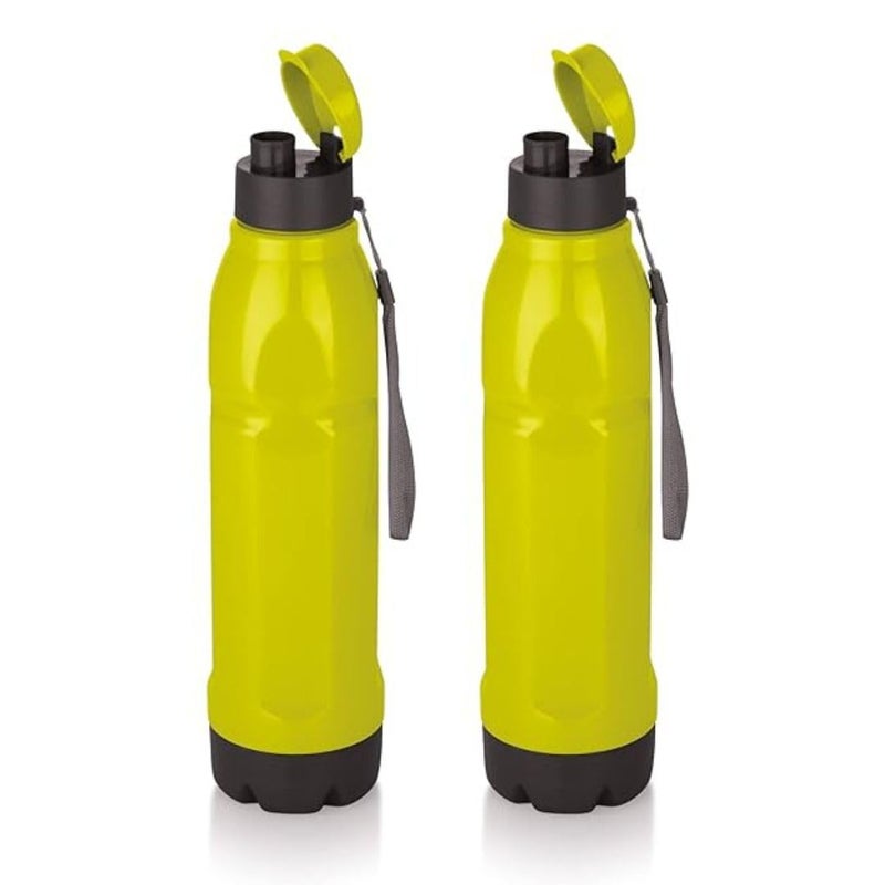 ATTRO Attro Sky Procool 800 Super PU Insulated Hot Cold Water Bottle Portable LeakProof Flip Top Cap Easy to Cary Use for Travel Office School Gym 670ml Green Set of 2 