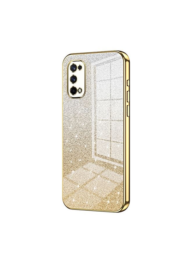 HuHa Case Cover For Realme X7 / Q2 Pro Gradient Glitter Powder Electroplated Phone Case Gold 