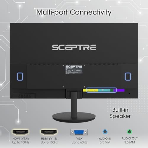 Sceptre E275W-19203R 27 inch1080P LED Monitor 99% sRGB 2X HDMI VGA Build-In Speakers, Machine Black (E275W-19203R series) - Image 2