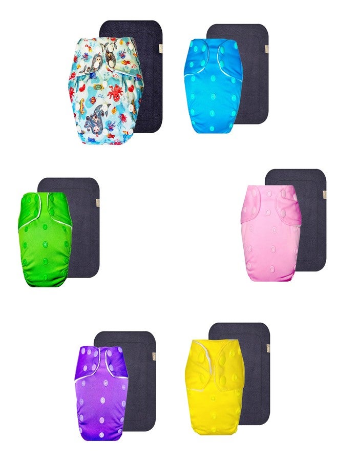 حفاضات قماشية فاخرة من دمبلدو مع حشوة رمادية (عبوة من 6 قطع) | ناعمة ولطيفة | وسادة ماصة بست طبقات | مناسبة للسفر | تغيير حفاضات بدون قلق | من 3 أشهر إلى 3 سنوات | للجنسين - Image 1