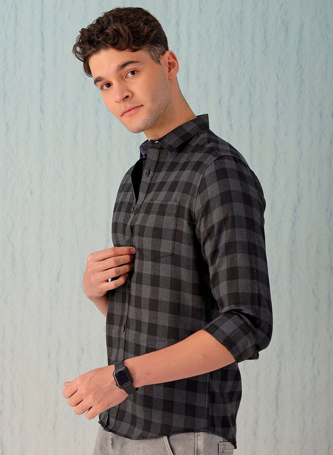 تايك تو قميص كاروهات كاجوال رجالي بقصة عادية من هارد سودا - Image 3