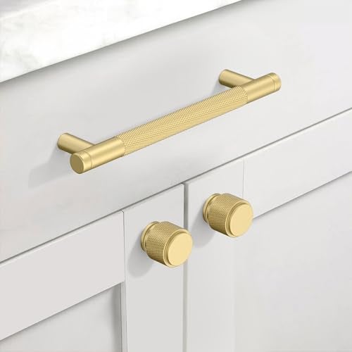 Coinkoly 10 Pack 5"(128mm) Gold Cabinet Pulls Knurled Kitchen Cabinet Handles Drawer Pulls Cupboard Hardware for Cabinets - Image 3
