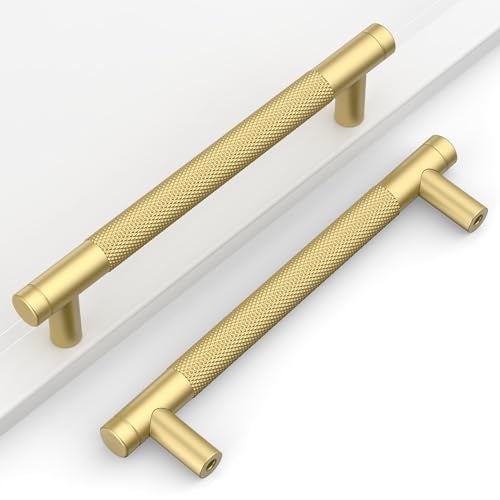 Coinkoly 10 Pack 5"(128mm) Gold Cabinet Pulls Knurled Kitchen Cabinet Handles Drawer Pulls Cupboard Hardware for Cabinets - Image 1