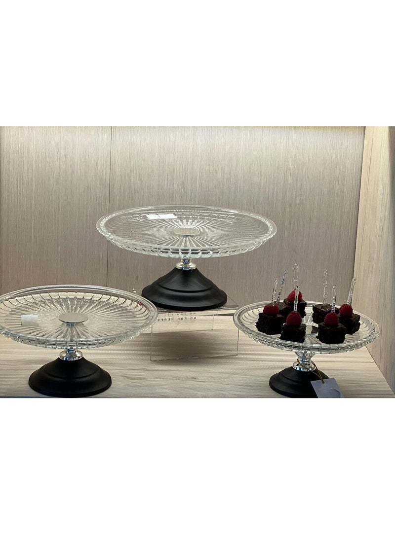 صحن تقديم زجاج بقاعدة للحلويات و الفواكه و متعدد الاستخدام - Image 2