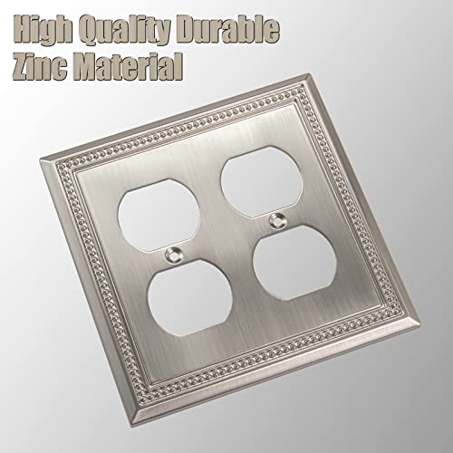 Henne Bery Sunken Pearls Heavy Duty Decorative Wall Plate Switch Plate Outlet Cover (Double Duplex, Satin Nickel) - Image 2