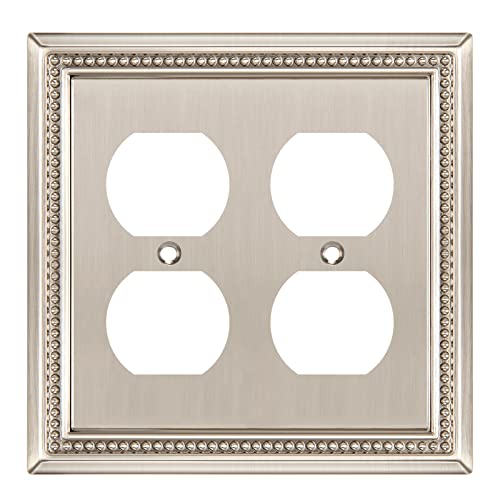 Henne Bery Sunken Pearls Heavy Duty Decorative Wall Plate Switch Plate Outlet Cover (Double Duplex, Satin Nickel) - Image 1