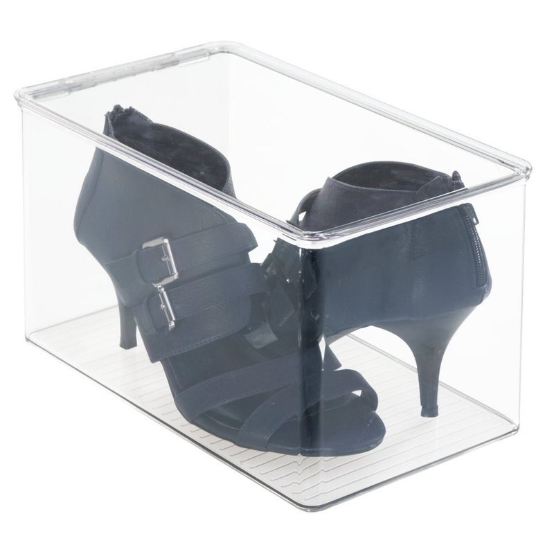 mDesign Ideal Shoe Storage for High Heel Shoes - Stackable Shoe Box Suitable for Various Footwear - Practical Shoe Organiser with Lid - Image 1