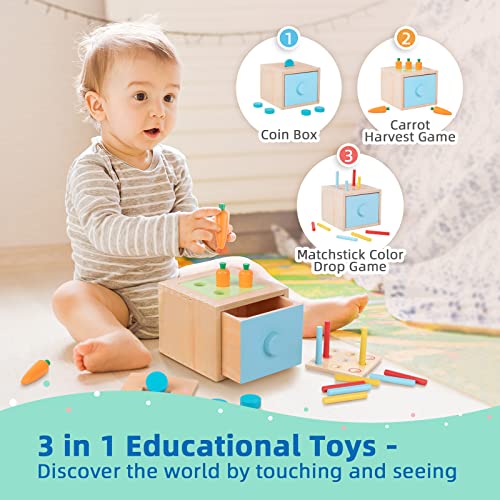 TOOKYLAND ألعاب توكي لاند مونتيسوري للأطفال من عمر سنة واحدة، مجموعة تعليمية 8 في 1 من الألعاب الخشبية (تشمل أكواب التكديس، صندوق تعليمي 3 في 1، مقعد الضرب، أحجية الأشكال والمزيد) - Image 4