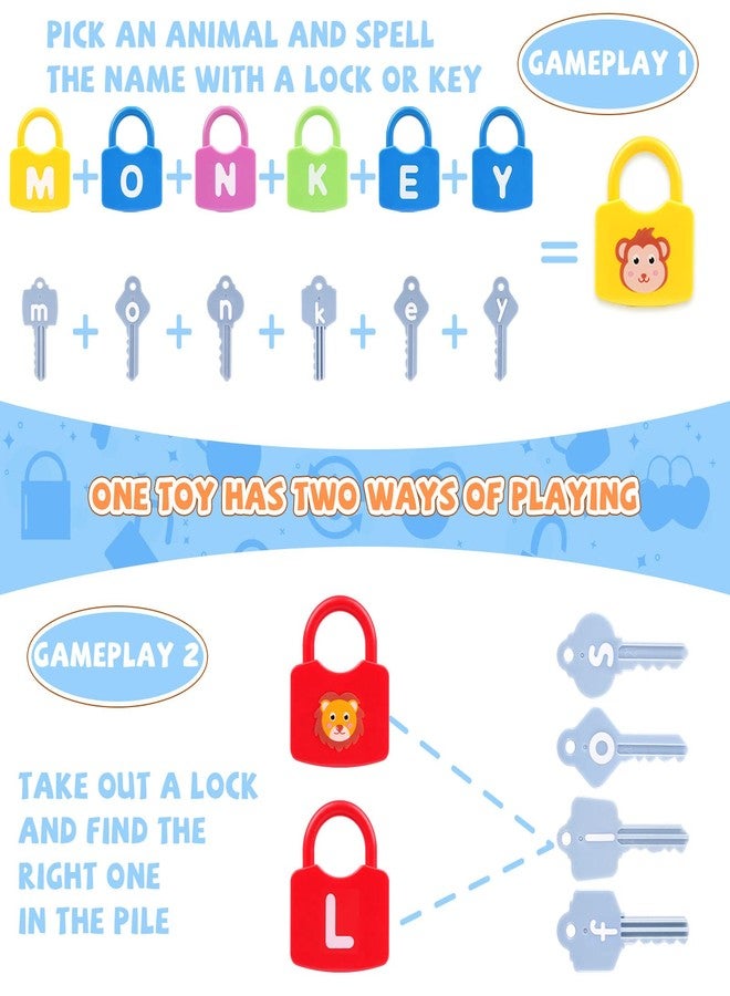 AXEARTE Montessori Educational Toys - Alphabet Learning Locks and Keys for Toddlers - 26 Locks & Keys Set - Baby Sensory Fine Motor Skills Toys - ABC Locks and Keys - Image 5