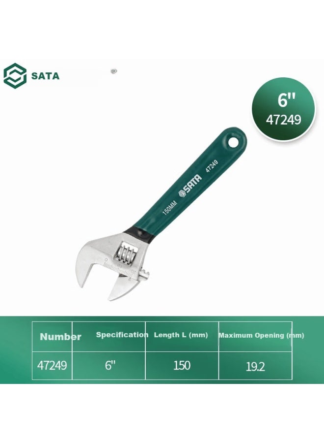 Sata High Carbon Steel Plastic-coated European Adjustable Wrench Auto Repair Tool 6" 47249 - Image 1