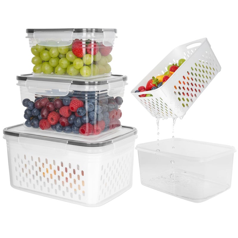 Dukrouk Grape Container for Fridge3PCS09Qt 135QtLeakproof Grape Container with Removable ColanderDishwasher microwave safe Produce ContainersKeep Fruits Vegetables Meat Fresh Longer - Image 2