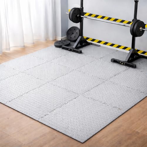 EASY HOME High Density EVA Foam Interlocking Puzzle Floor Mats – Shock Proof, Protective Gym & Home Workouts Tiles for Exercise (60×60 cm, 12 mm Thickness) - Image 2