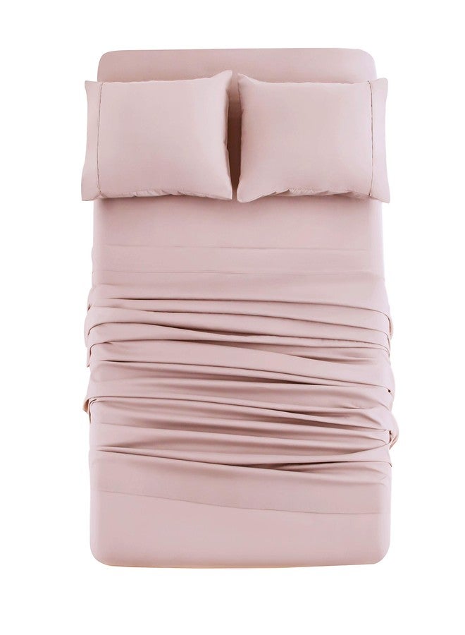 Mohap Soft Bed Sheet Set 4 Pieces Double Brushed Microfiber Soft and Breathable All Season Fade Resistant Easy Care - King Pink - Image 1