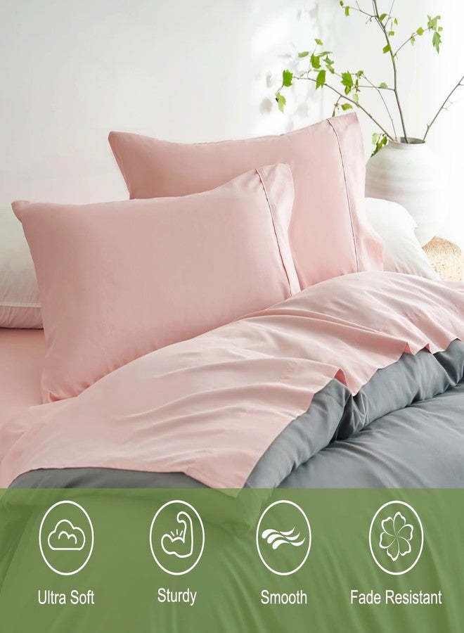 Mohap Soft Bed Sheet Set 4 Pieces Double Brushed Microfiber Soft and Breathable All Season Fade Resistant Easy Care - King Pink - Image 3