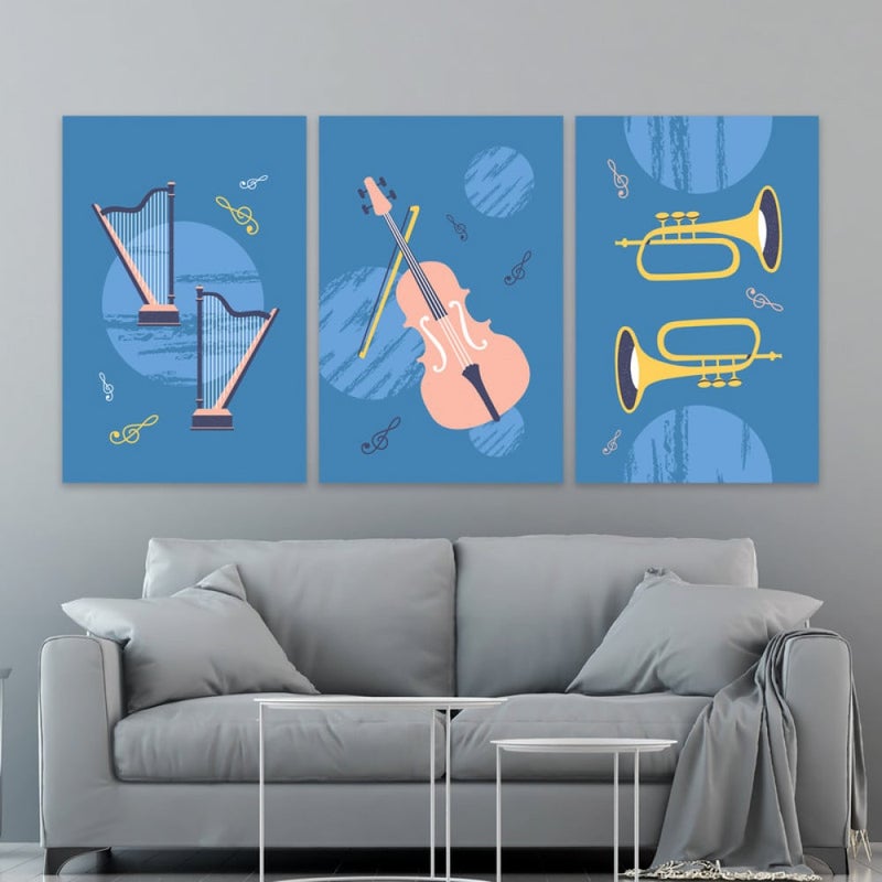 Marktna Three luxurious modern canvas prints with a hollow frame, measuring (90×40), three pieces - Image 1