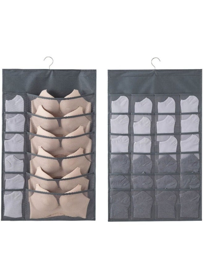 هابي هوم منظم خزانة معلق مزدوج الجوانب من قماش أوكسفورد شبكي بمتانة عالية – علاقة تخزين ملابس داخلية وجوارب وحمالات صدر بإطار معدني دوار 360 درجة – منظم جيوب شفاف للملابس الصغيرة والاكسسوارات والمستلزمات اليومية – قابل للغسل وسهل الطي والتخزين، مثالي للسفر وغرفة النوم والخزانة - Image 3