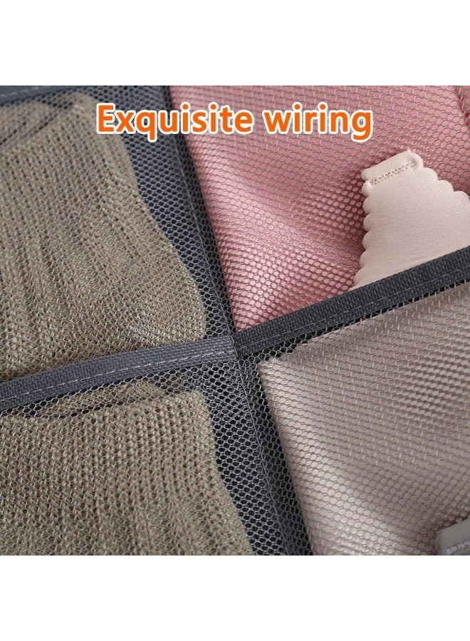 هابي هوم منظم خزانة معلق مزدوج الجوانب من قماش أوكسفورد شبكي بمتانة عالية – علاقة تخزين ملابس داخلية وجوارب وحمالات صدر بإطار معدني دوار 360 درجة – منظم جيوب شفاف للملابس الصغيرة والاكسسوارات والمستلزمات اليومية – قابل للغسل وسهل الطي والتخزين، مثالي للسفر وغرفة النوم والخزانة - Image 5