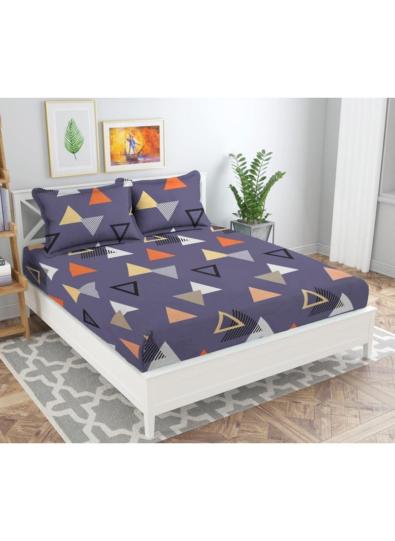 BSB HOME BSB HOME 120 TC Double Abstract Printed Bedsheet with 2 Pillow Covers | 110 GSM Soft Brushed Microfiber - Breathable & Wrinkle Free - (86 X 88 Inch, Purple & Orange)  - Image 3