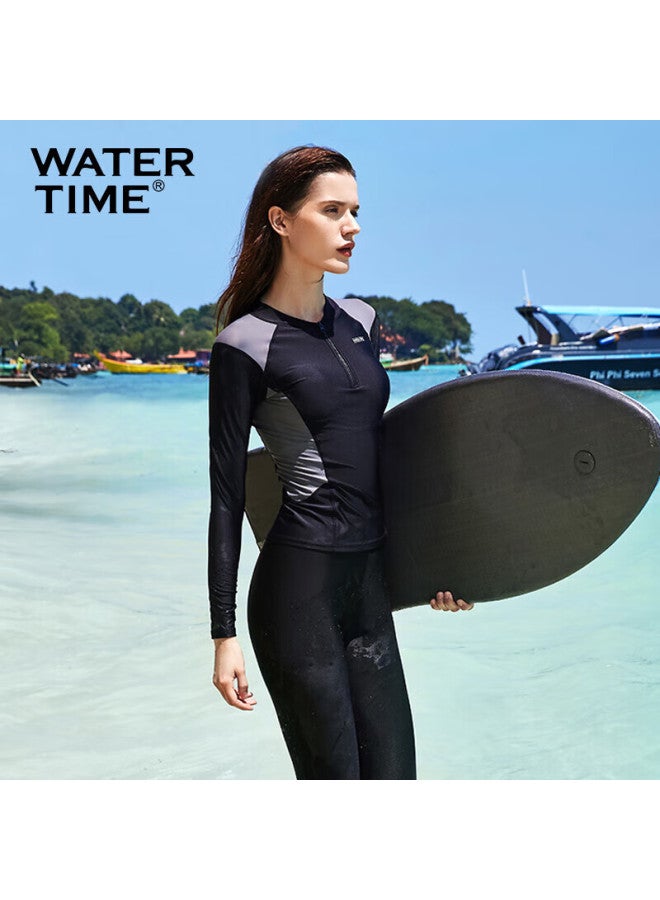 Watertime / Shuichuan Women's Jellyfish Swimsuit, Diving And Snorkeling Suit, Slimming Two-piece Long-sleeve Top, Surfing Suit, Sun Protection Clothing, Size L - Image 1