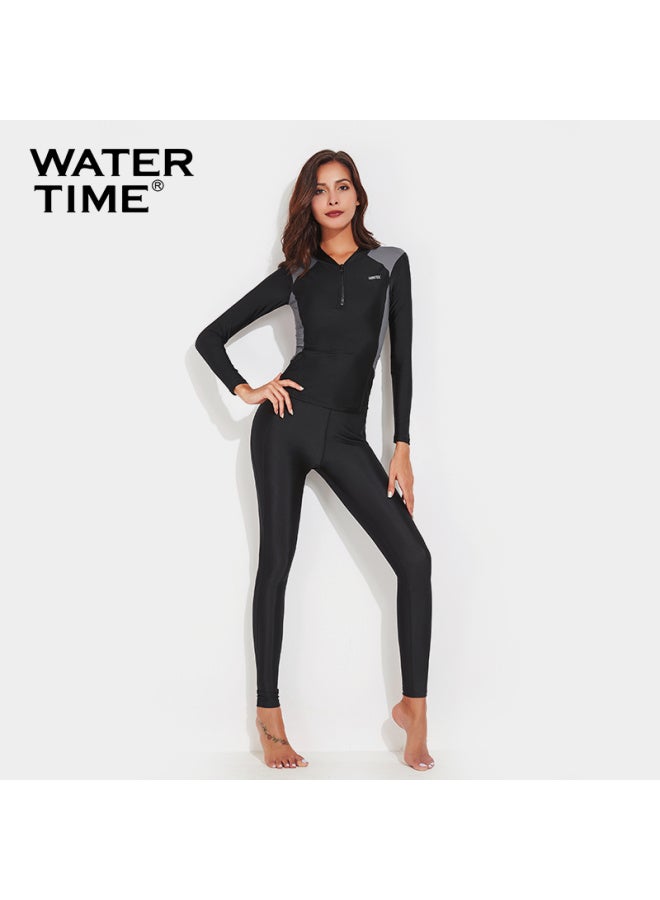 Watertime / Shuichuan Women's Jellyfish Swimsuit, Diving And Snorkeling Suit, Slimming Two-piece Long-sleeve Top, Surfing Suit, Sun Protection Clothing, Size L - Image 3