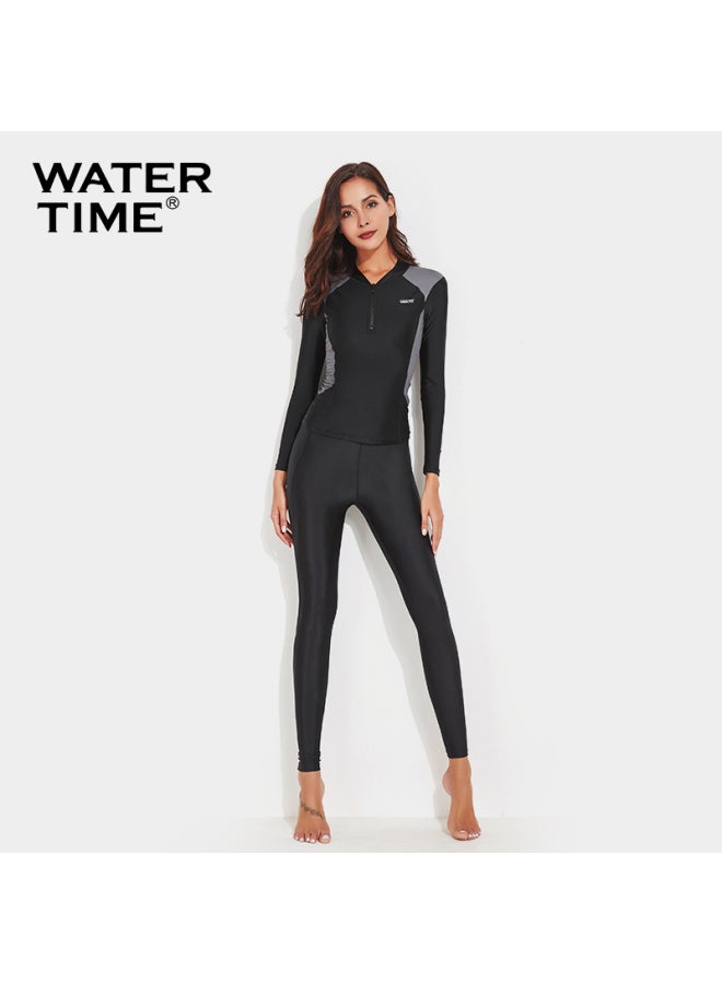 Watertime / Shuichuan Women's Jellyfish Swimsuit, Diving And Snorkeling Suit, Slimming Two-piece Long-sleeve Top, Surfing Suit, Sun Protection Clothing, Size L - Image 2