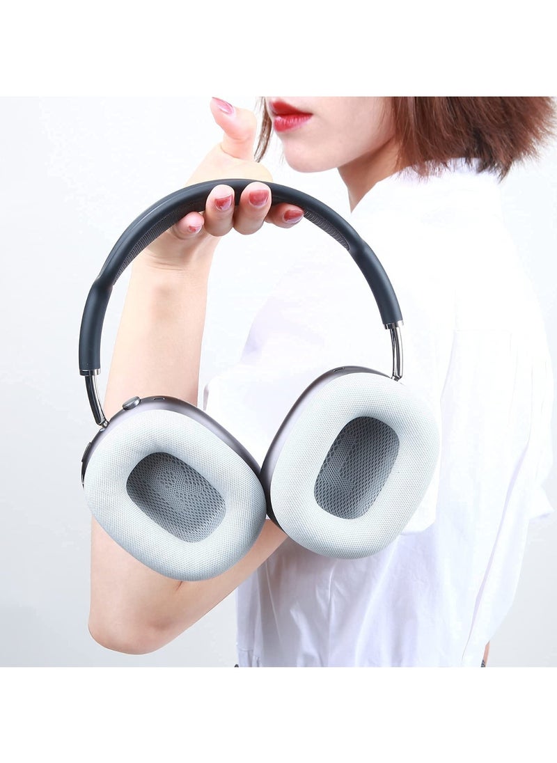 Earpads for AirPods Max Earpad Replacement Sweat Proof Ear Cushions Airpods Max Ear Pad Earcups with Protein Leather Memory Foam and Magnet (Silvery)