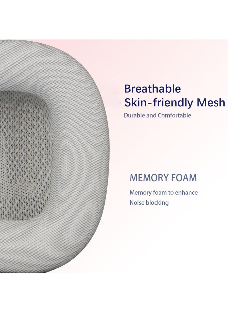 Earpads for AirPods Max Earpad Replacement Sweat Proof Ear Cushions Airpods Max Ear Pad Earcups with Protein Leather Memory Foam and Magnet (Silvery)