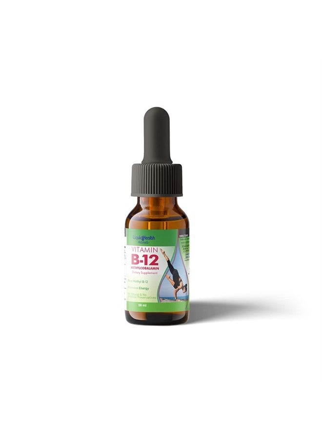 LIQUIDHEALTH Vitamin B12 Liquid Pure Methyl Drops, Methylcobalamin Energy Boost Natural Vegan Safe Sublingual Hydroxocobalamin, 2 Fl Oz  - Image 1