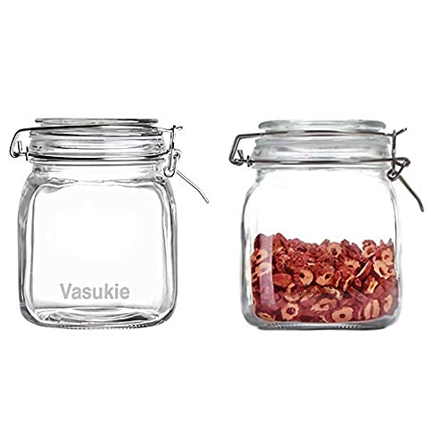 Vasukie Glass Jars with Airtight Lids Wide Mouth Storage Canister Jars Kitchen Storage Buckle Lid Canning Jar Dry Food Storage Pasta Spice Beans Flour (2) - Image 1