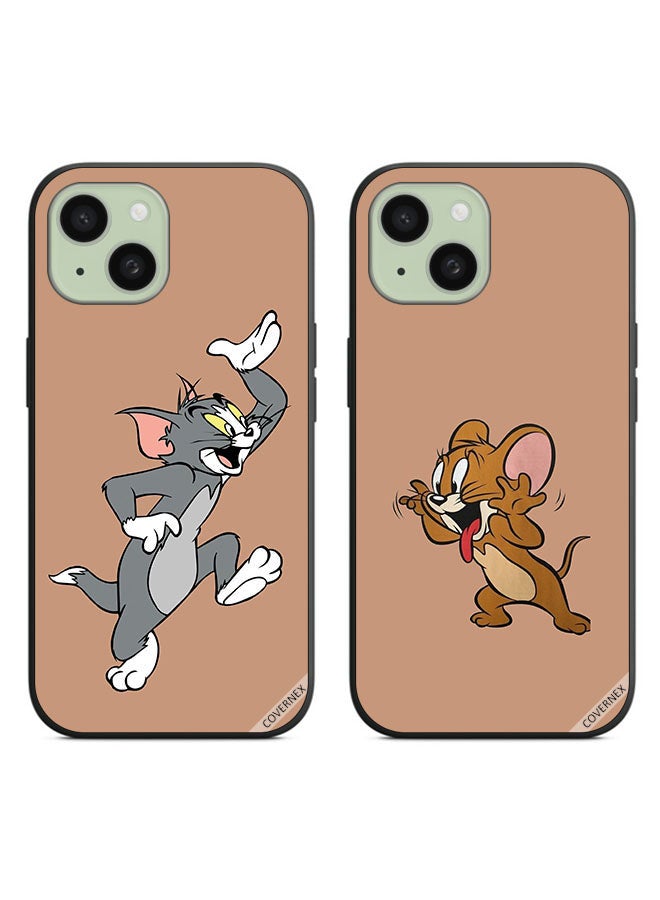 Covernex Two Cases For Apple iPhone 15 Plus Protective Covers Tom and Jerry Couple Case Back Covers - Image 1