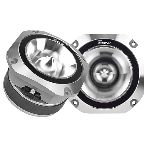 Timpano Super Tweeter 4 Inch TPT-ST25 Chrome, 8 Ohm, 900 Watts Max, 107 dB, 1.5 in Voice Coil, HIgh Sensitivity, Slim Profile Bullet Tweeters Speakers for Pro Audio (Pair) - Image 1