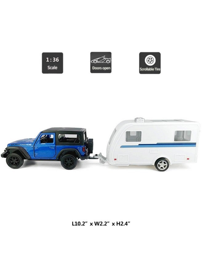 VIIGER 2 Doors Wrangler Rubicon SUV Model Car Trailer Towing Toy Camper RV Motorhome Toys for Boys, Doors Open, 1/36 Scale Diecast Metal Toy Cars, 3 4 5 6 7 Year Old Kids Gifts Cake Topper Home Office Decor - Image 2