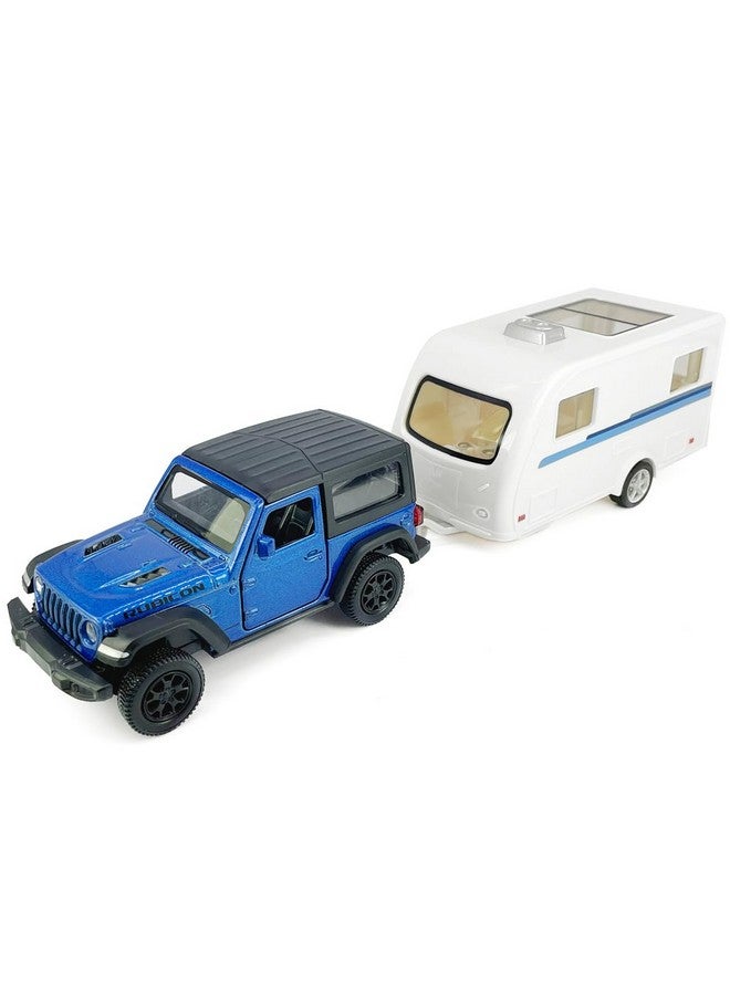 VIIGER 2 Doors Wrangler Rubicon SUV Model Car Trailer Towing Toy Camper RV Motorhome Toys for Boys, Doors Open, 1/36 Scale Diecast Metal Toy Cars, 3 4 5 6 7 Year Old Kids Gifts Cake Topper Home Office Decor - Image 1