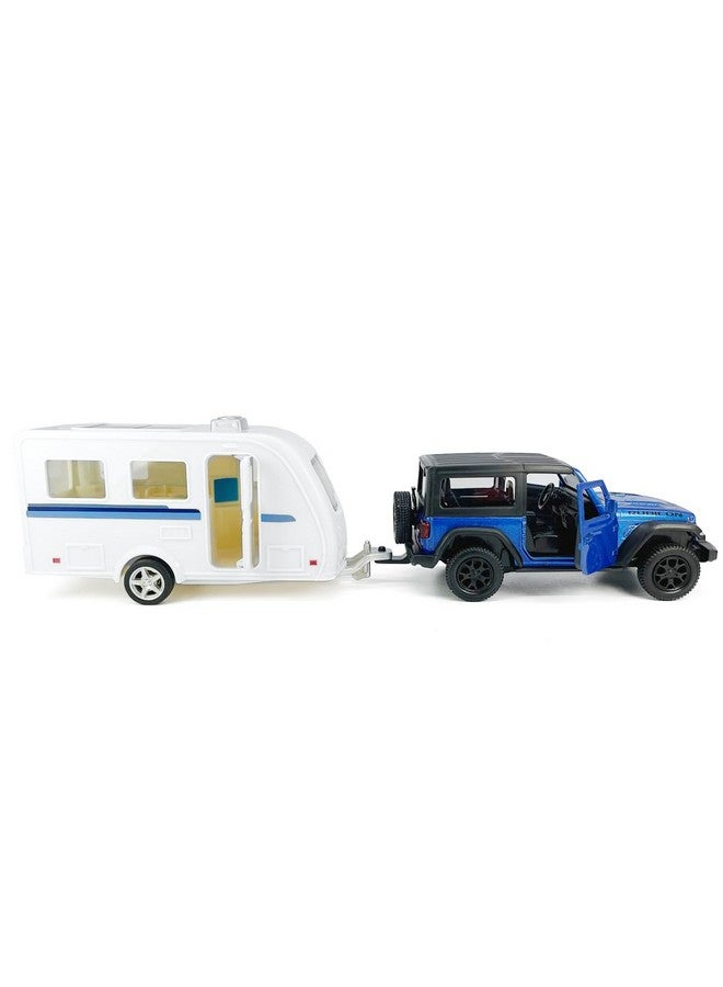 VIIGER 2 Doors Wrangler Rubicon SUV Model Car Trailer Towing Toy Camper RV Motorhome Toys for Boys, Doors Open, 1/36 Scale Diecast Metal Toy Cars, 3 4 5 6 7 Year Old Kids Gifts Cake Topper Home Office Decor - Image 3