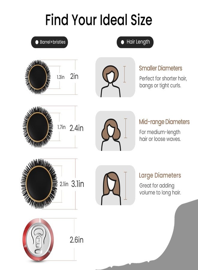 AIMIKE Round Brush for Blow Out, Small Round Hair Brush with Nano Thermal Ceramic Tech, Quick Blow Drying & Styling, Volumizing Blowout Brushes for Women Short Hair, 1.3 in Barrel (Not-electric) - Image 2