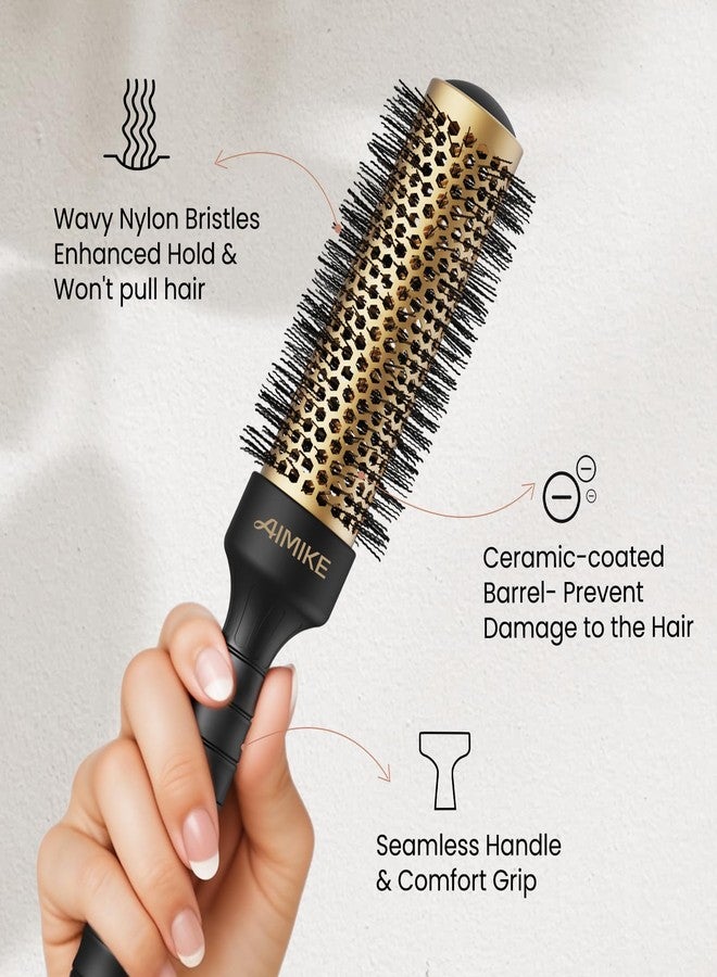 AIMIKE Round Brush for Blow Out, Small Round Hair Brush with Nano Thermal Ceramic Tech, Quick Blow Drying & Styling, Volumizing Blowout Brushes for Women Short Hair, 1.3 in Barrel (Not-electric) - Image 5