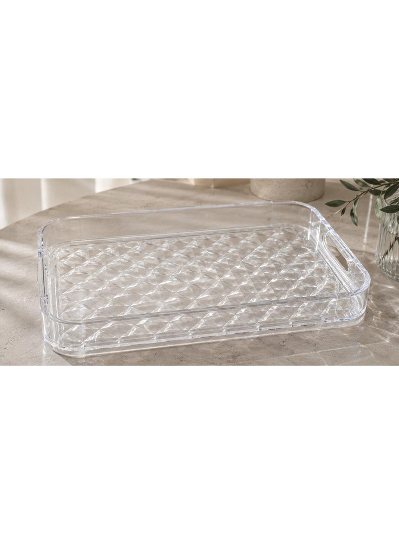 Clear Acrylic Serving Tray with Luxury Crystal Design – Multi-Purpose Serving Tray with Built-in Handles - Image 1