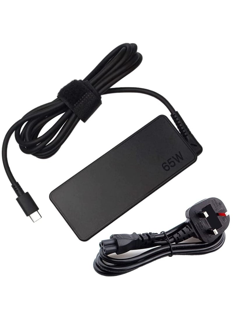 Generic - AC Charger Ttpe C Fit for Laptop ThinkPad T470 T470S T480 T480S T490 65W Type C Laptop Power Adapter  65 Watt USB C Charger - Image 1