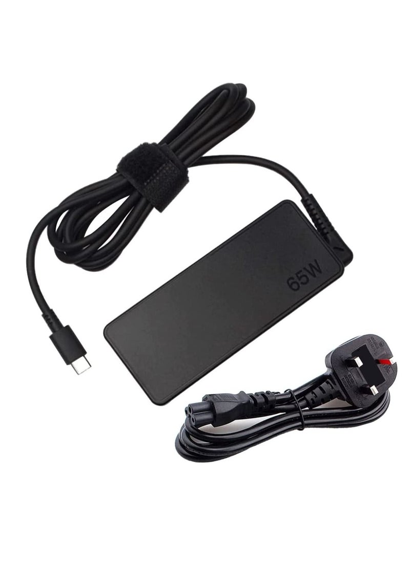 Generic - AC Charger Ttpe C Fit for Laptop ThinkPad T470 T470S T480 T480S T490 65W Type C Laptop Power Adapter  65 Watt USB C Charger - Image 1