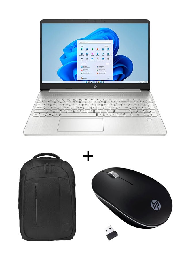HP 15S (Upgraded Version) Laptop With 15.6-Inch Display, Core-i5 1235U Processor/8GB RAM/512GB SSD/Windows 11 With Delta Backpack 15.6-Inch Y4A67LA + Wireless Mouse English Silver - Image 1