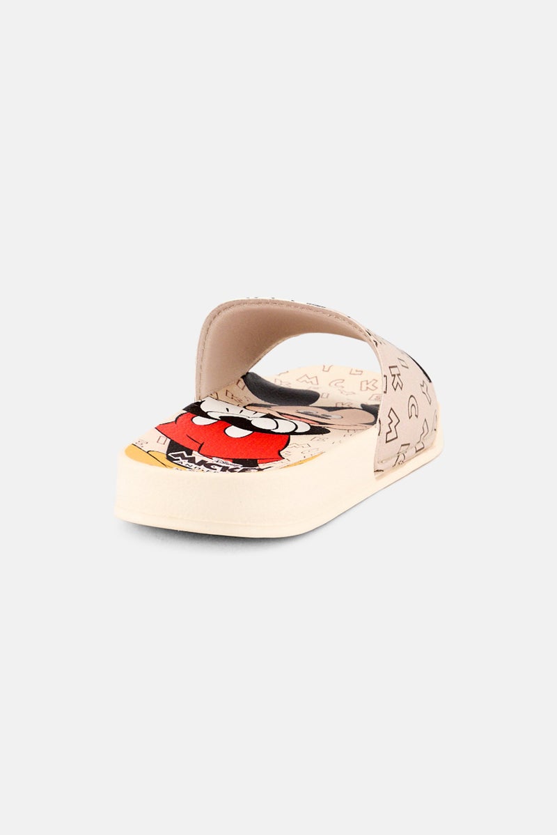 Disney Kids Boy Mickey And Friends Slip On Slides, Beige - Image 2