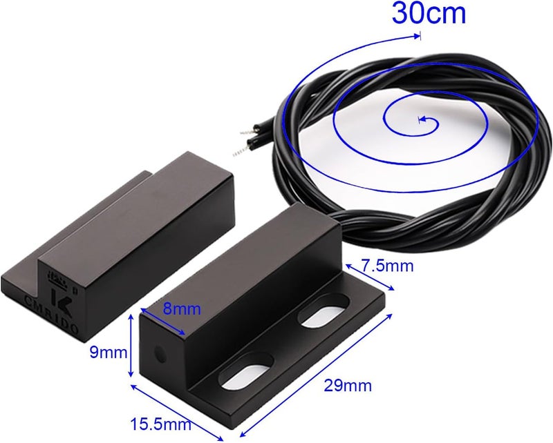 Gebildet 5 قطع مستشعر إنذار مغناطيسي للنافذة والبوابة مع أسلاك مخفية باللون الأسود - Image 5